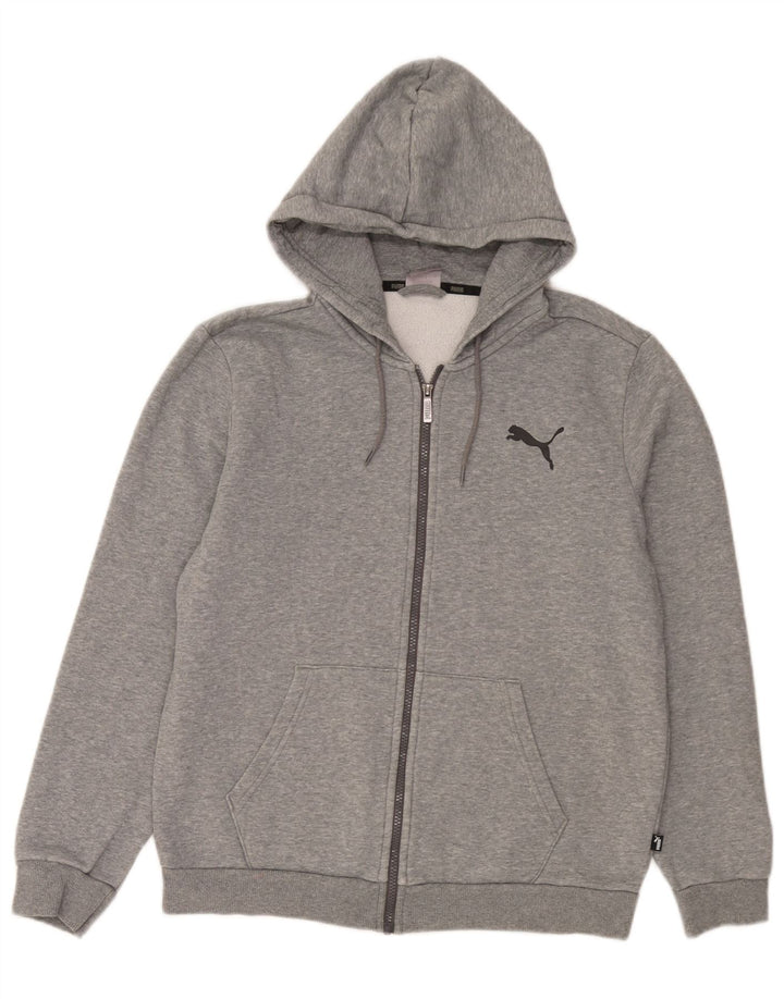 Puma Mens Zip Hoodie Sweater Medium Grey Cotton