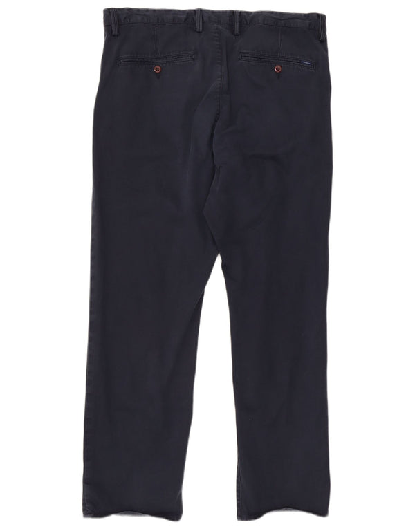 Gant Mens Straight Chino Trousers W38 L32 Navy Blue Cotton