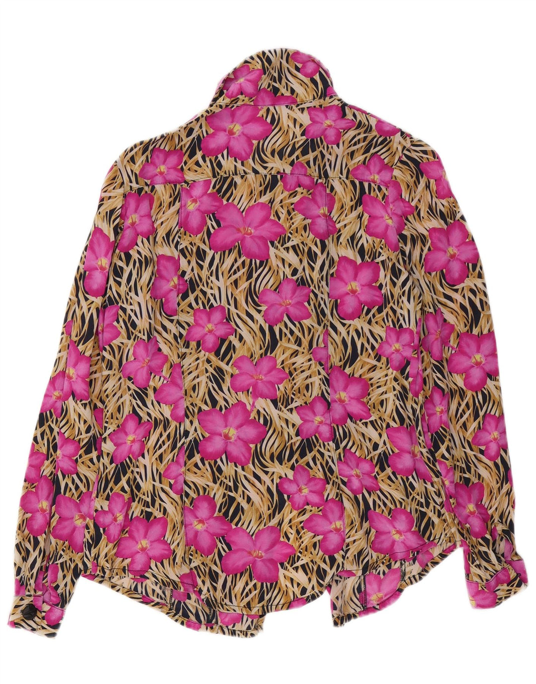 Vintage Womens Shirt Blouse UK 14 Medium Pink Floral