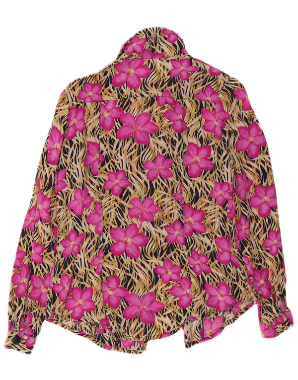 Vintage Womens Shirt Blouse UK 14 Medium Pink Floral