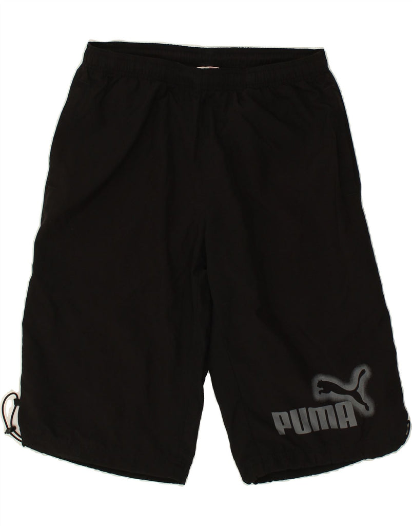 PUMA Mens Graphic Bermuda Sport Shorts Medium Black Polyester | Vintage Puma | Thrift | Second-Hand Puma | Used Clothing | Messina Hembry 