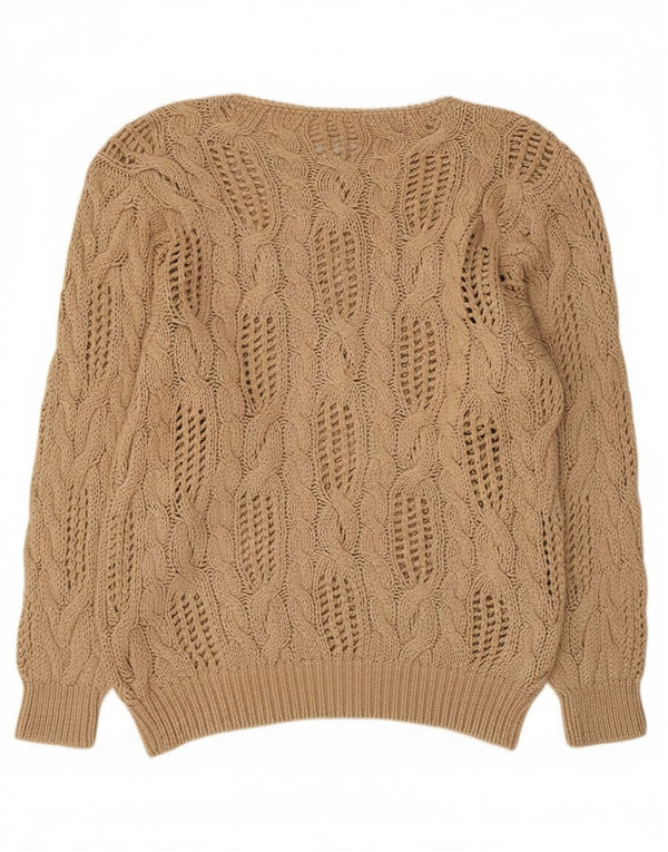 Madeleine Womens See Through Boat Neck Jumper Sweater EU 40/42 Medium Beige