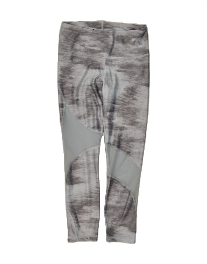 UNDER ARMOUR Womens Heat Gear Leggings UK 12 Medium Grey Tie Dye Polyester | Vintage Under Armour | Thrift | Second-Hand Under Armour | Used Clothing | Messina Hembry 