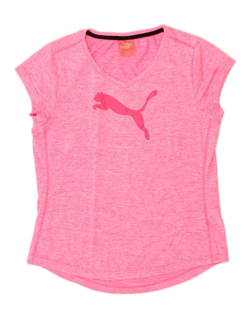 PUMA Womens Graphic T-Shirt Top EU 42 Large Pink Polyester | Vintage Puma | Thrift | Second-Hand Puma | Used Clothing | Messina Hembry 