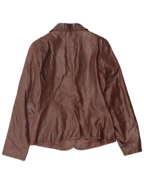 Bay Womens Leather Jacket UK 12 Medium Brown Leather Classic