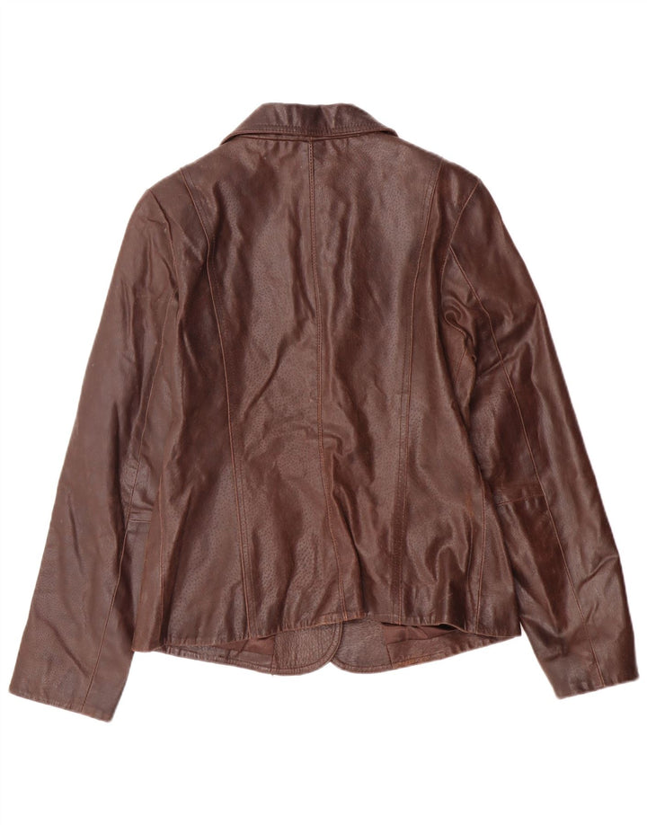 Bay Womens Leather Jacket UK 12 Medium Brown Leather Classic