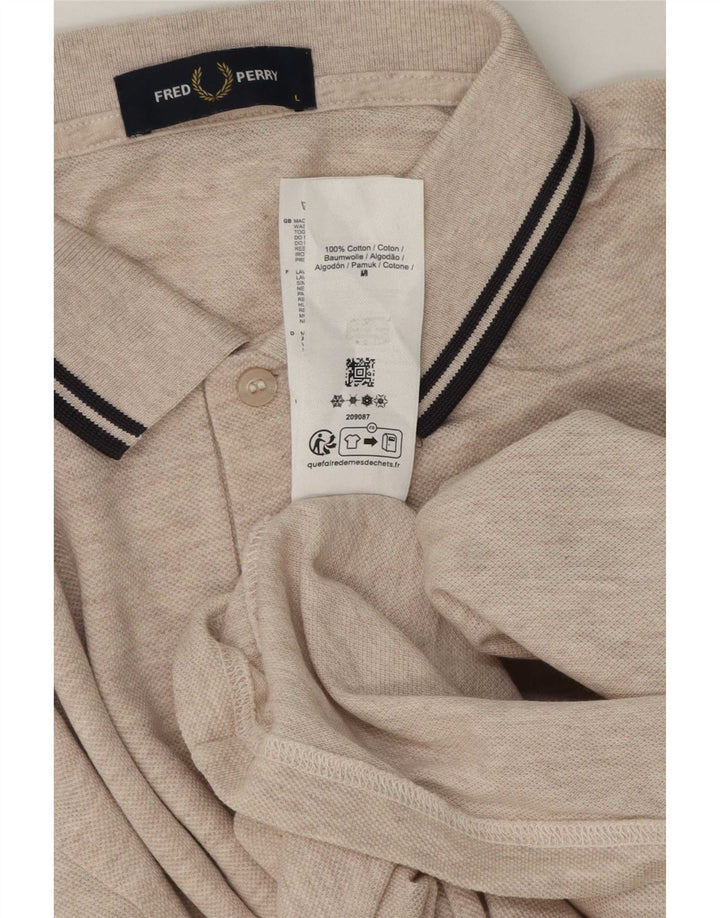 Fred Perry Mens Polo Shirt Large Beige Cotton