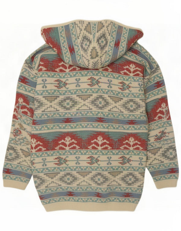 Vintage Womens Hooded Cardigan Sweater UK 18 XL Multicoloured Geometric