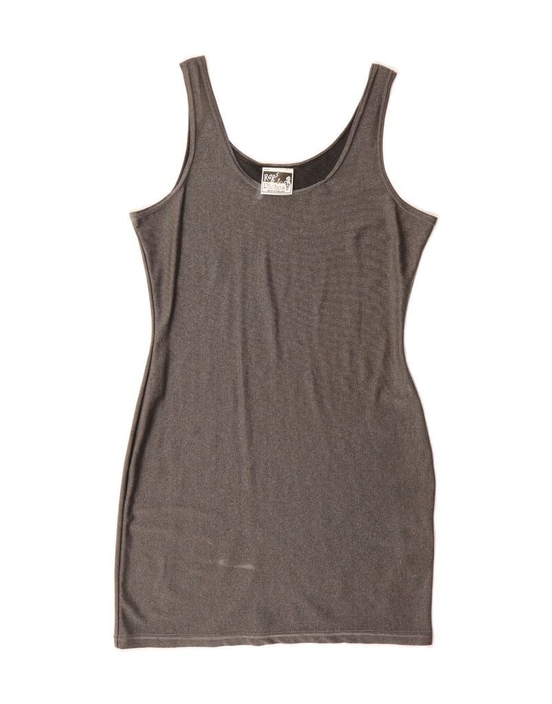 VINTAGE Womens Sleeveless Sheath Dress UK 12 Medium Grey Polyester Vintage Vintage and Second-Hand Vintage from Messina Hembry 