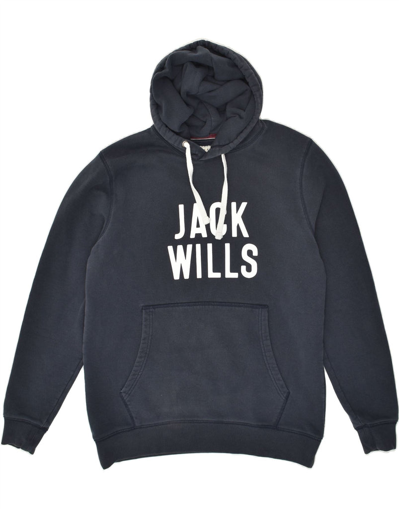 JACK WILLS Mens Graphic Hoodie Jumper Large Navy Blue Cotton | Vintage Jack Wills | Thrift | Second-Hand Jack Wills | Used Clothing | Messina Hembry 