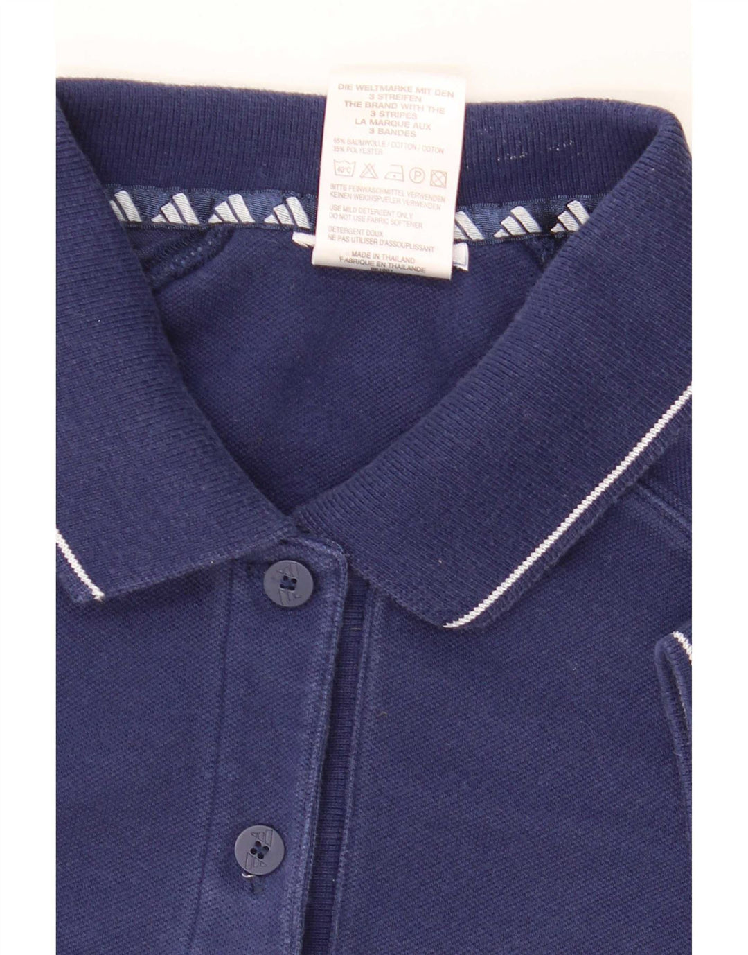 Adidas Womens Polo Shirt UK 12 Medium Navy Blue Cotton