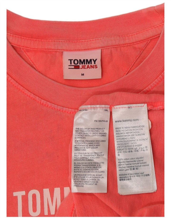 Tommy Hilfiger Womens Crop Graphic T-Shirt Top Medium Pink Cotton