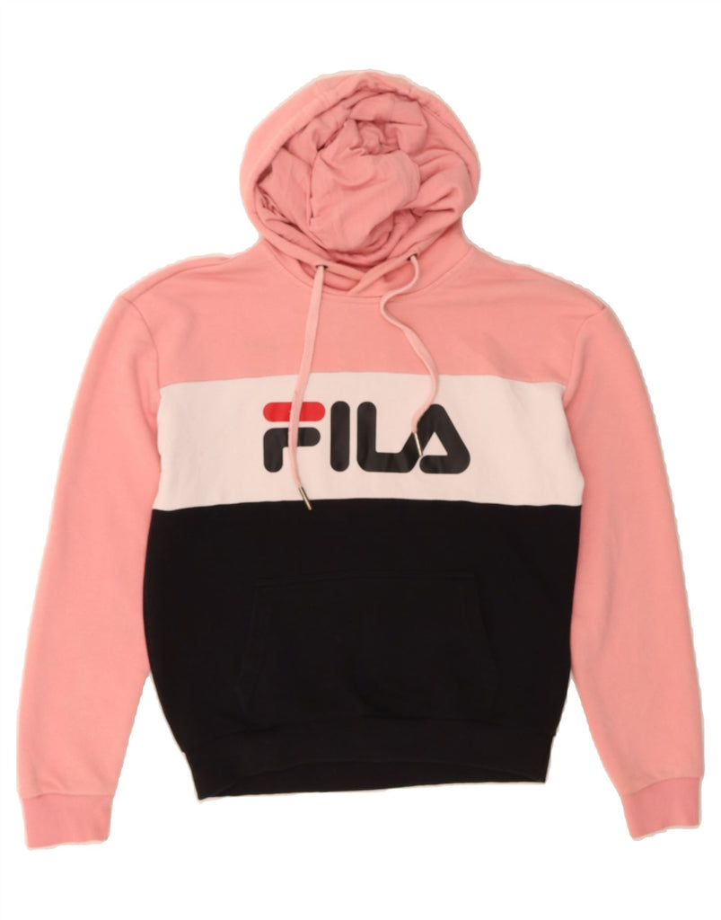 FILA Womens Oversized Hoodie Jumper UK 6 XS Multicoloured Colourblock Vintage Fila and Second-Hand Fila from Messina Hembry 