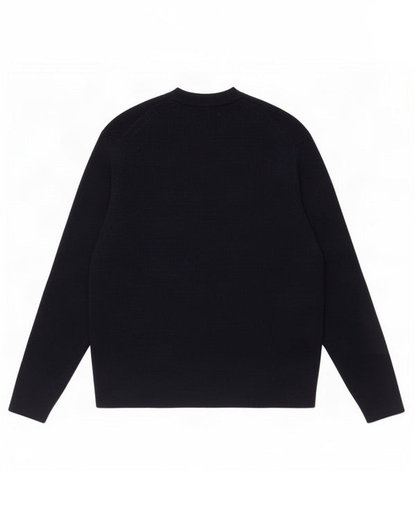 Zara Mens Crew Neck Jumper Sweater Medium Navy Blue Acrylic