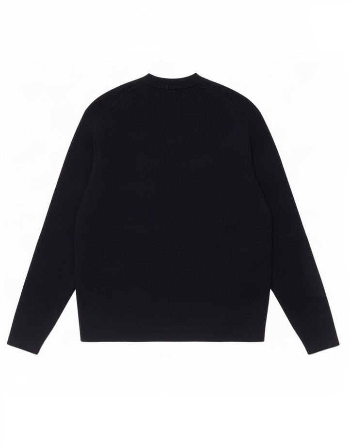 Zara Mens Crew Neck Jumper Sweater Medium Navy Blue Acrylic