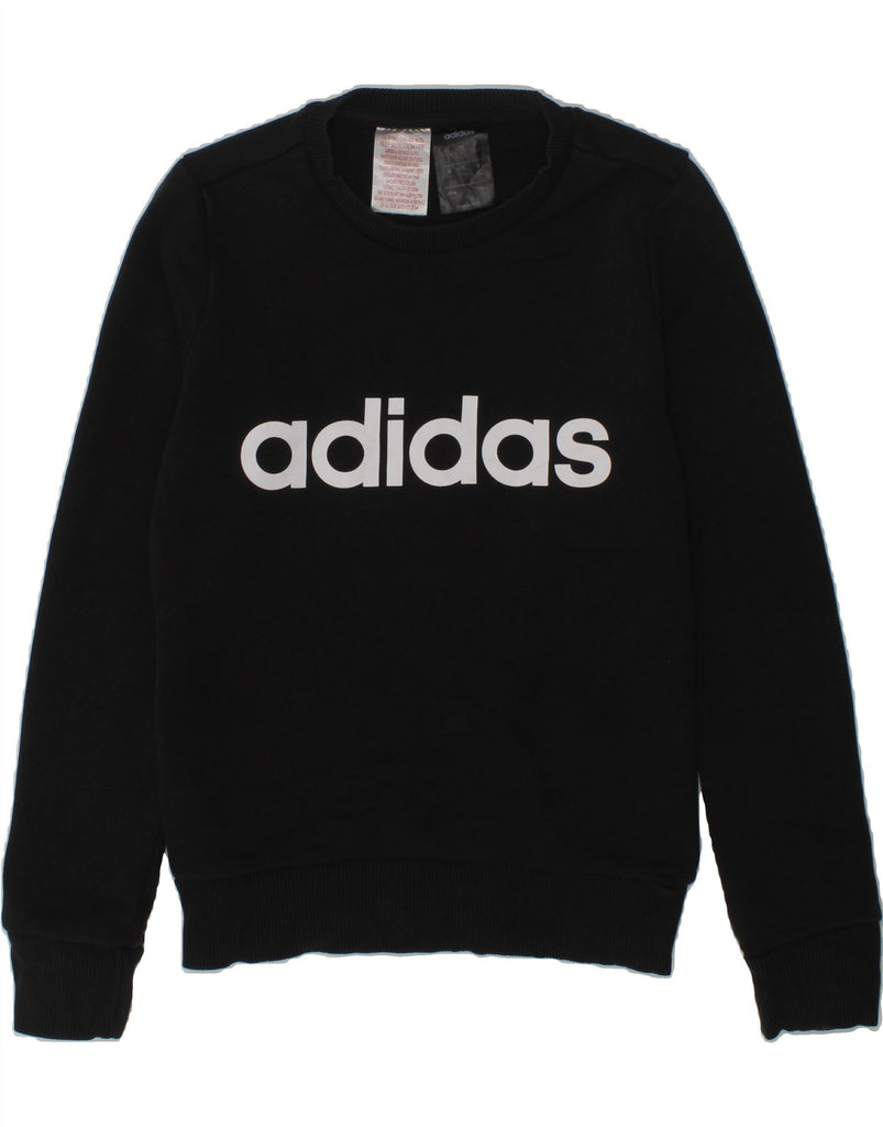 ADIDAS Boys Graphic Sweatshirt Jumper 9-10 Years Black Cotton | Vintage Adidas | Thrift | Second-Hand Adidas | Used Clothing | Messina Hembry 