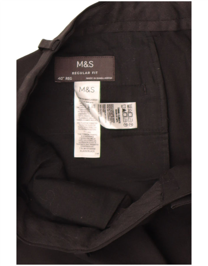 Marks & Spencer Mens Straight Regular Fit Chino Trousers W40 L31 Black