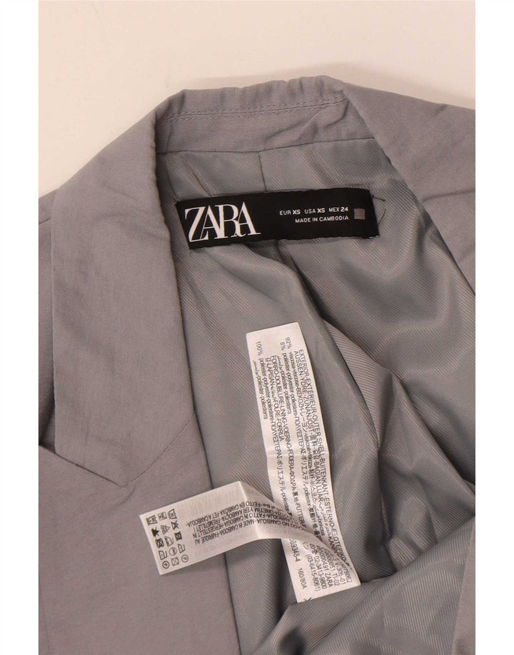 Zara Womens Open Blazer Jacket UK 6 XS Grey Viscose