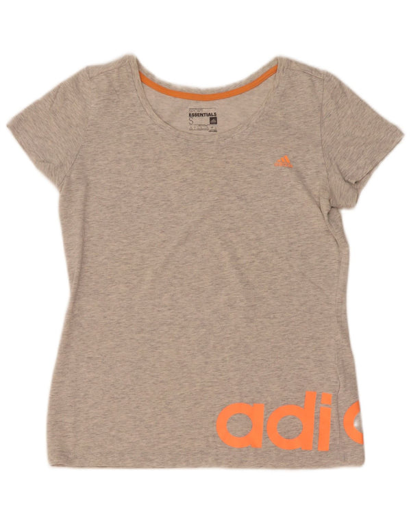 Adidas Womens Climalite Graphic T-Shirt Top UK 8/10 Small Grey Flecked