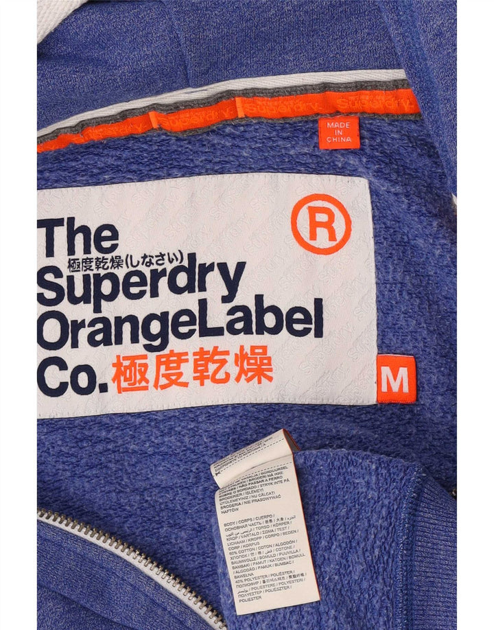 Superdry Mens Zip Hoodie Sweater Medium Blue Cotton