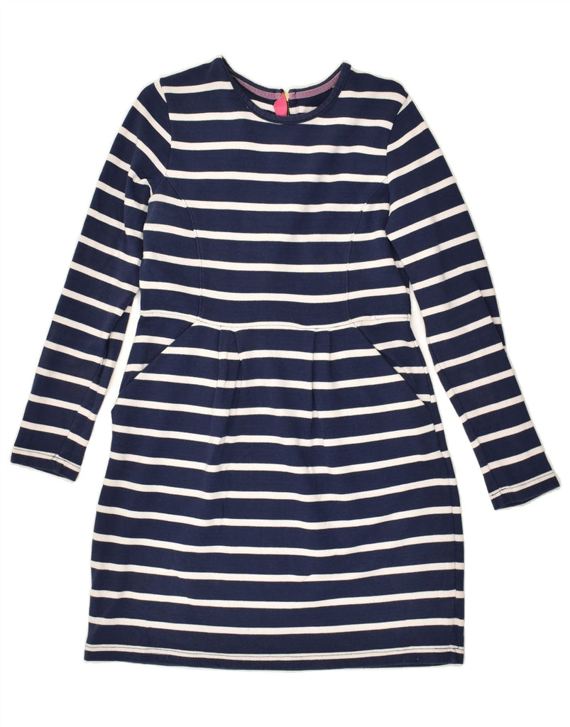 JOULES Womens Long Sleeve Basic Dress UK 12 Medium Navy Blue Striped | Vintage Joules | Thrift | Second-Hand Joules | Used Clothing | Messina Hembry 