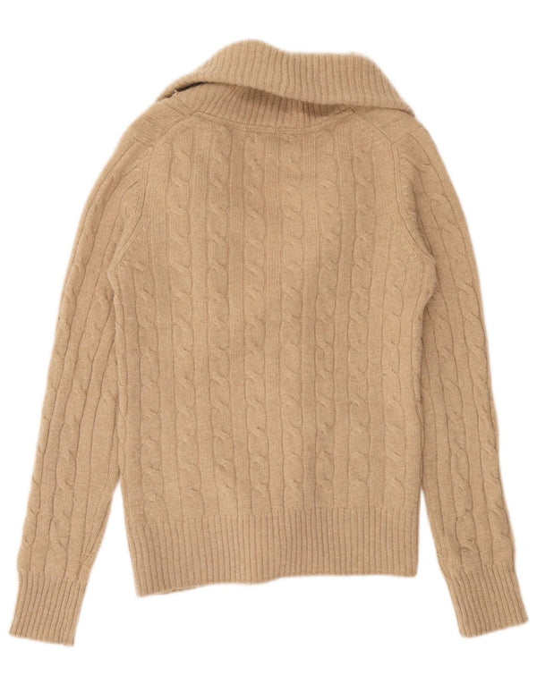 Massimo Dutti Womens Cardigan Sweater UK 12 Medium Brown Wool