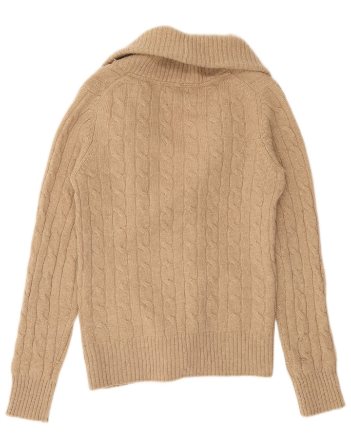 Massimo Dutti Womens Cardigan Sweater UK 12 Medium Brown Wool