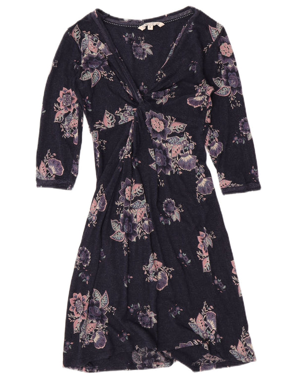 Fat Face Womens Wrap Dress UK 8 Small Navy Blue Floral Viscose