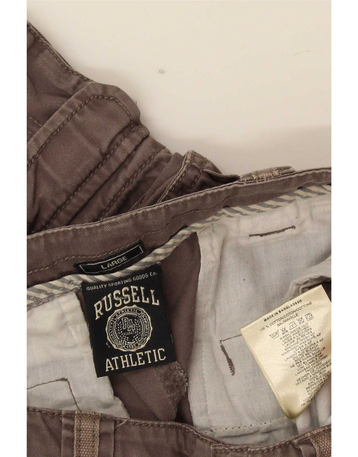Russell Athletic Mens Cargo Shorts Large W34 Grey Cotton