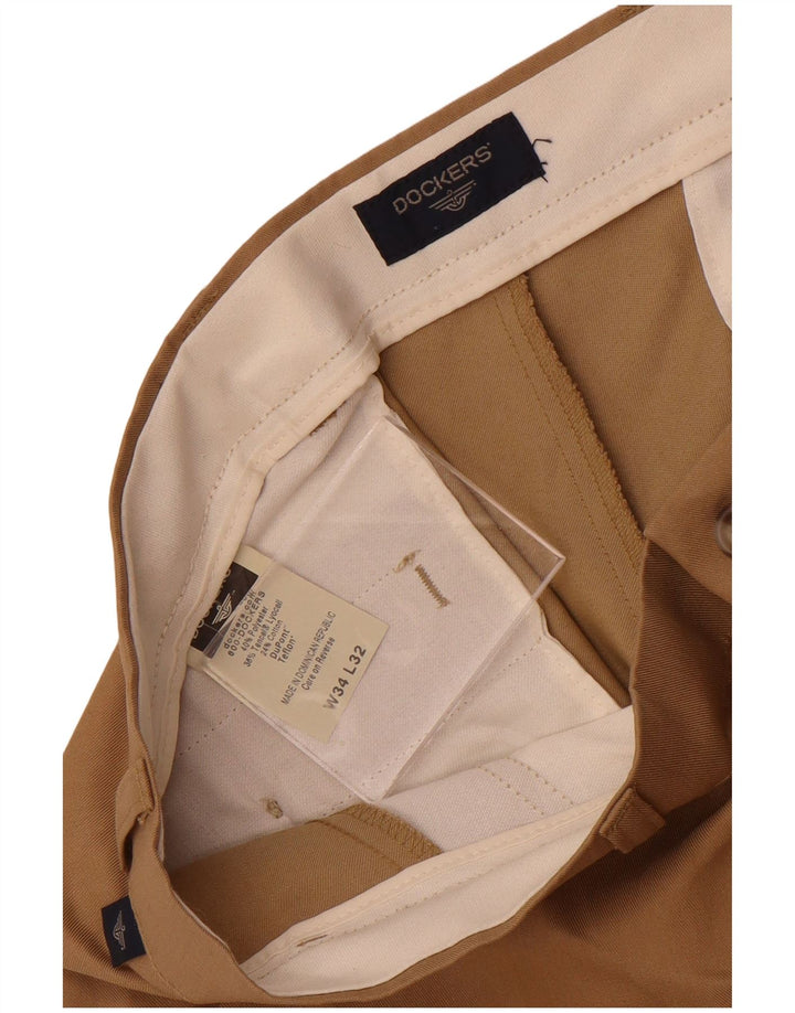 Dockers Mens Straight Chino Trousers W34 L32 Beige Polyester