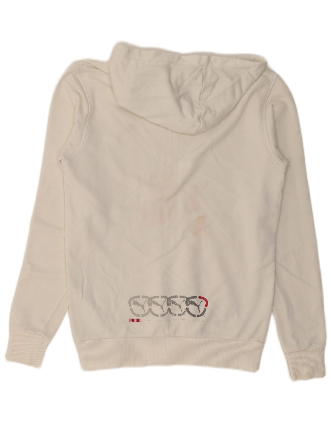 Puma Mens Graphic Hoodie Jumper XS White Cotton