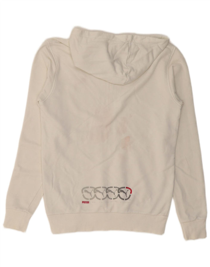 Puma Mens Graphic Hoodie Jumper XS White Cotton