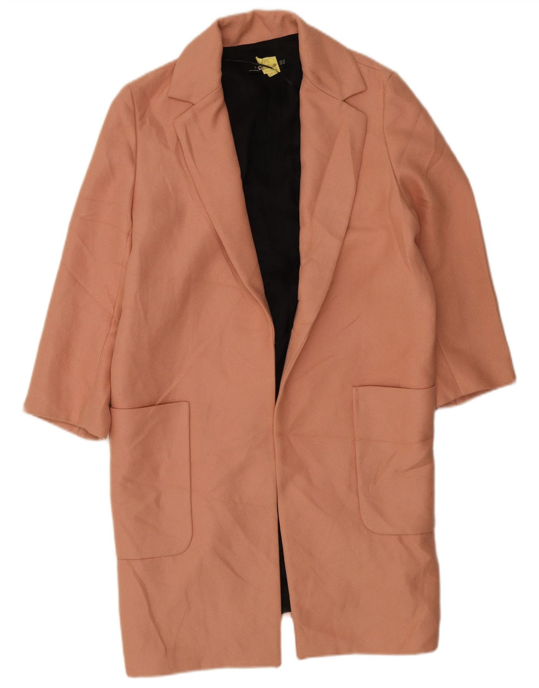 Zara Womens Oversized Longline Open Blazer Jacket UK 6 XS Pink Polyester