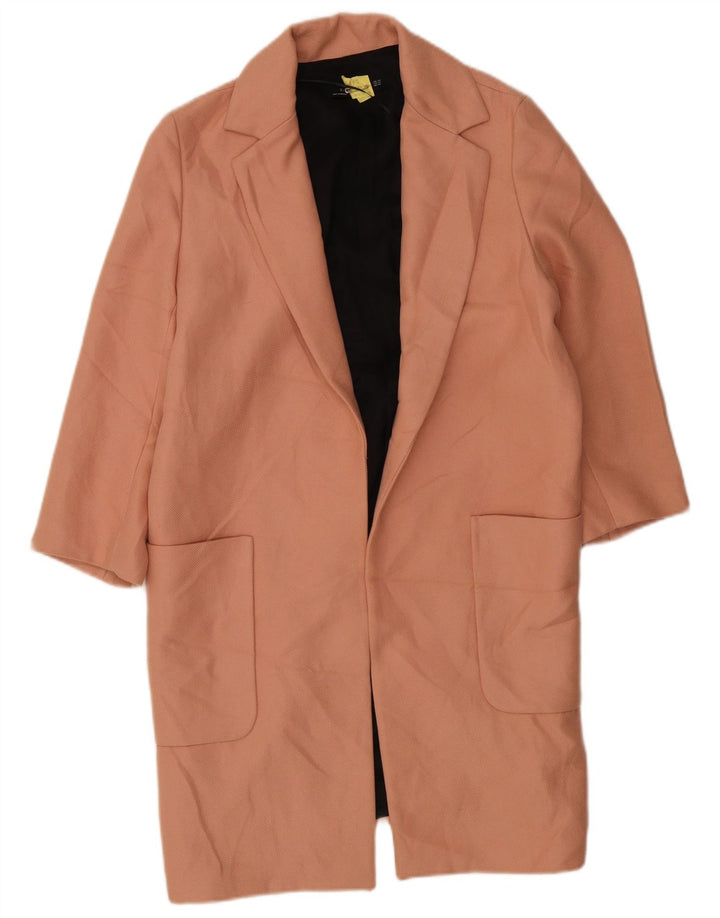 Zara Womens Oversized Longline Open Blazer Jacket UK 6 XS Pink Polyester
