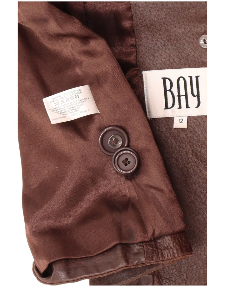 Bay Womens Leather Jacket UK 12 Medium Brown Leather Classic