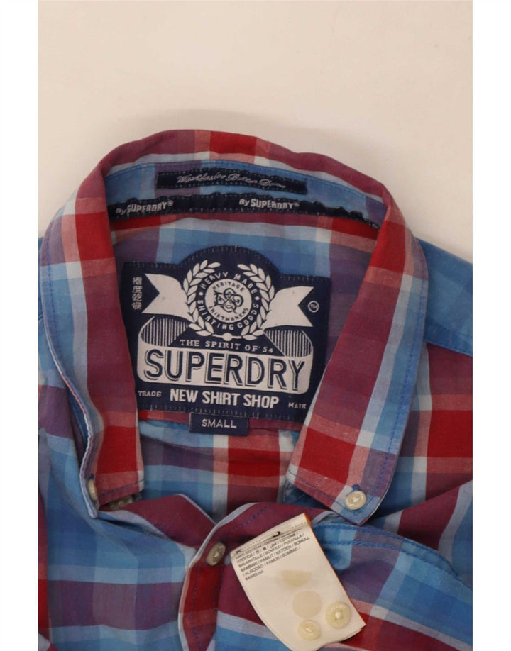 Superdry Mens Shirt Small Blue Check Cotton