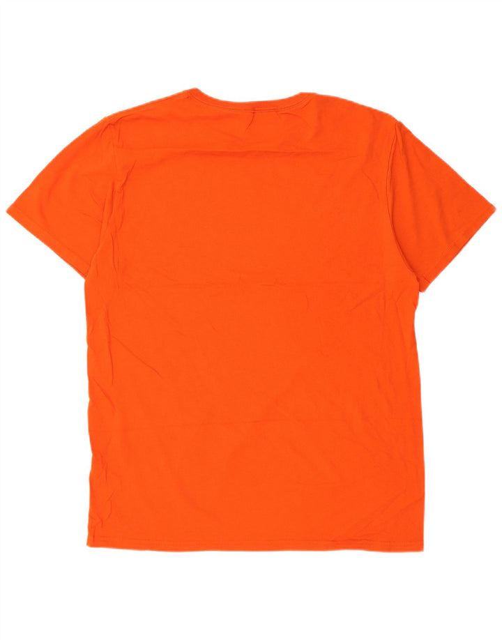 Russell Athletic Mens T-Shirt Top Medium Orange Cotton