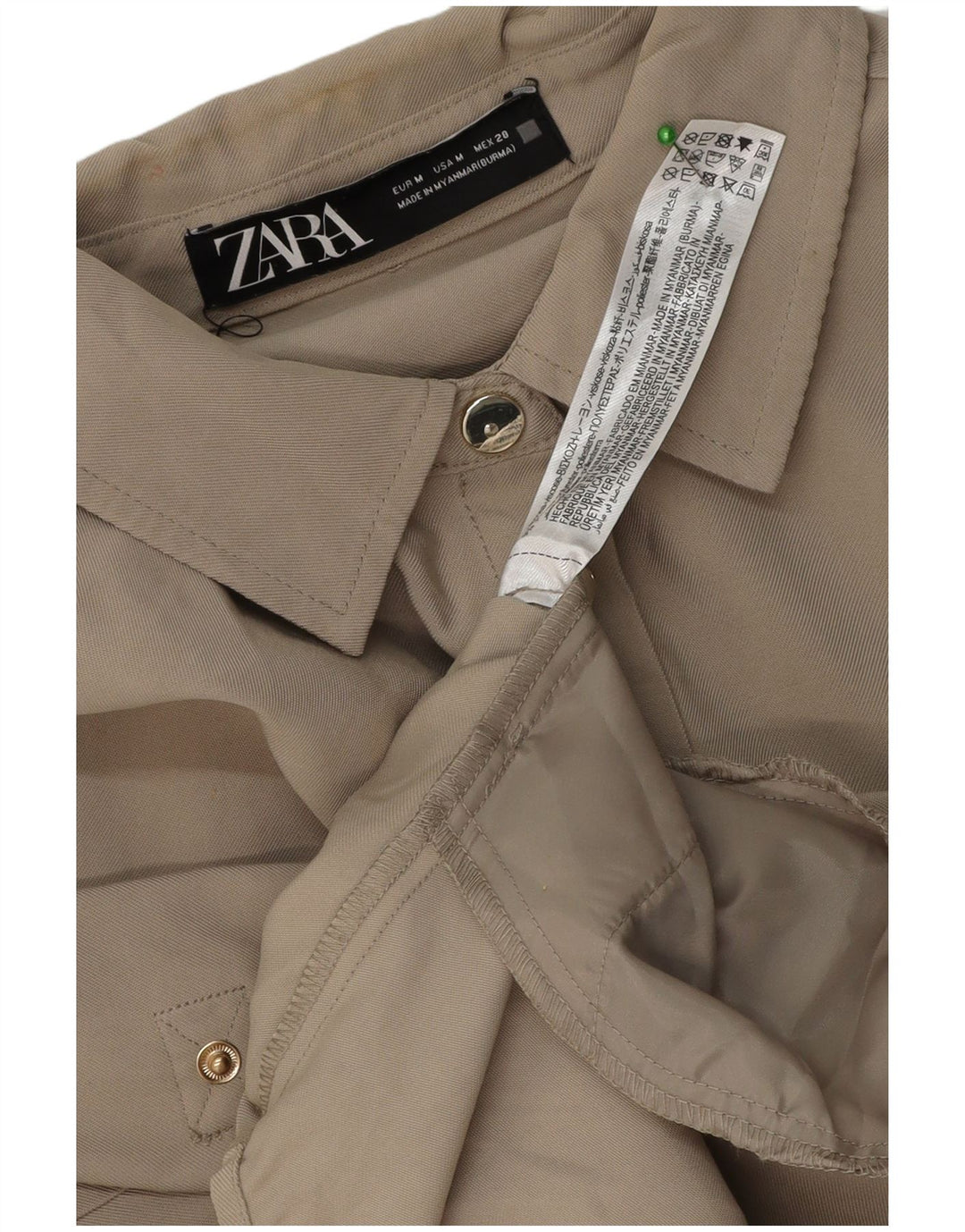 Zara Womens Oversized Shirt Dress UK 14 Medium Beige Viscose