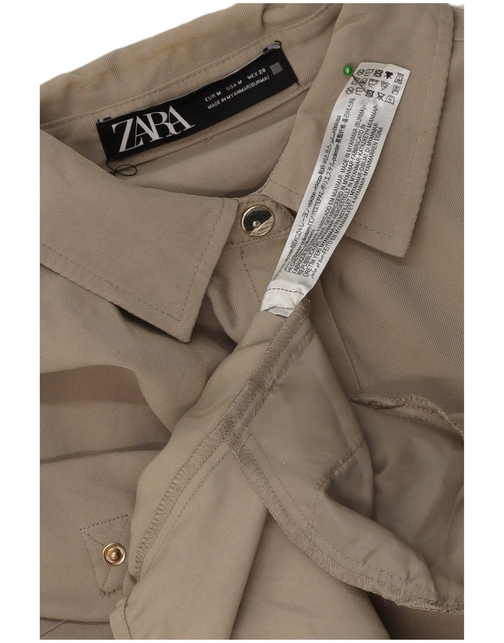 Zara Womens Oversized Shirt Dress UK 14 Medium Beige Viscose