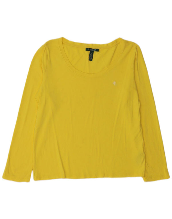 Ralph Lauren Womens Top Long Sleeve UK 18 XL Yellow Cotton