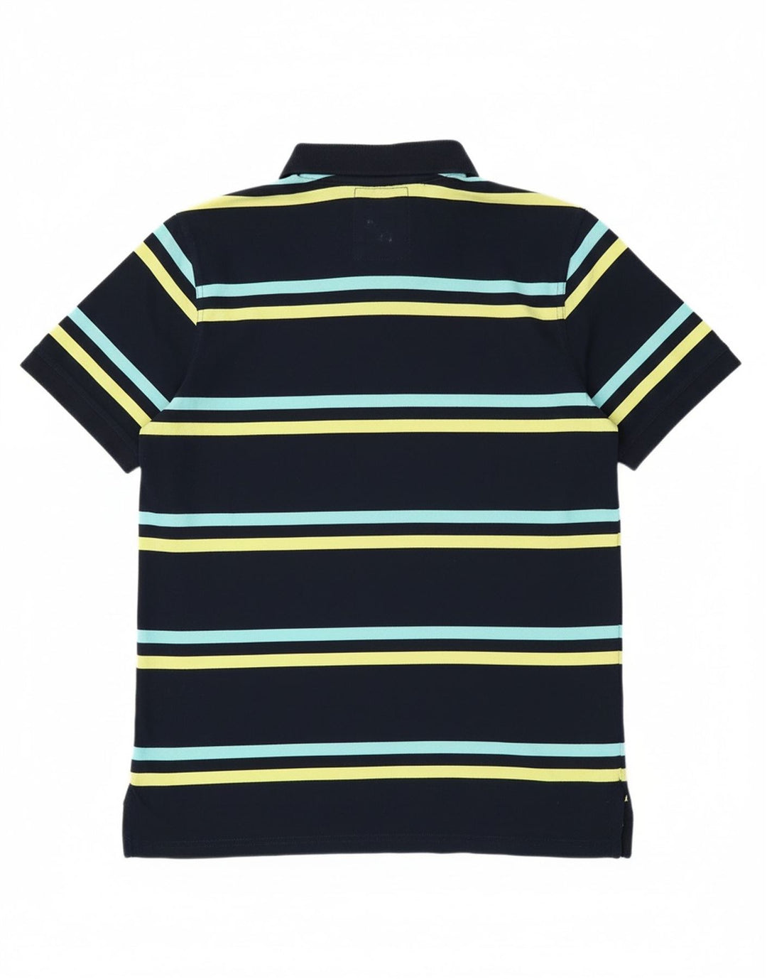 CREW CLOTHING Mens Polo Shirt Medium Navy Blue Striped Cotton