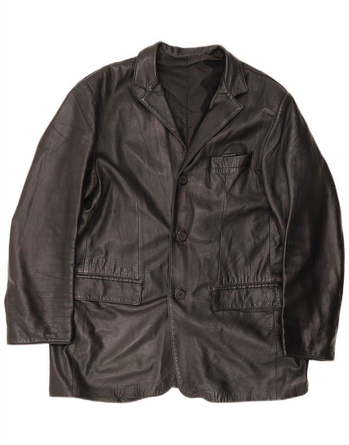 Vintage Mens Leather Jacket IT 54 2XL Black
