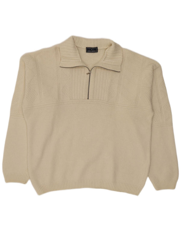 Daniel Hechter Mens Zip Neck Jumper Sweater XL Off White