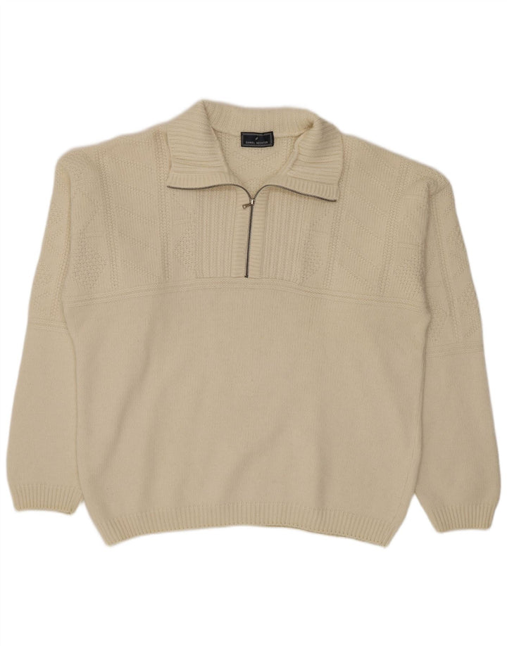 Daniel Hechter Mens Zip Neck Jumper Sweater XL Off White