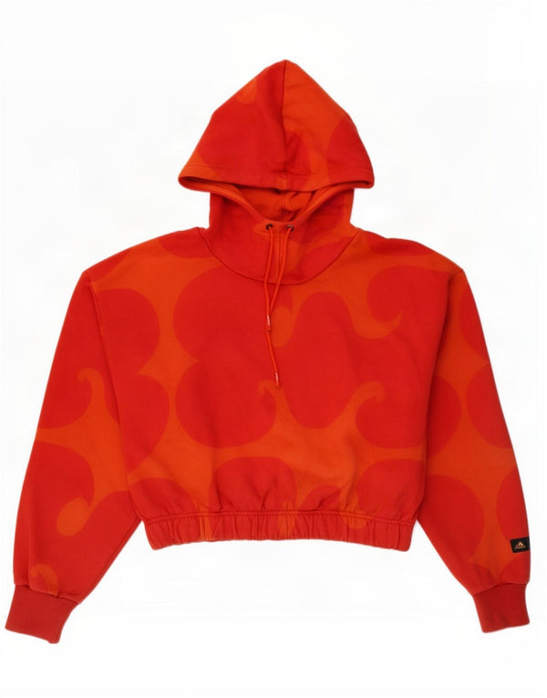 Adidas Womens Graphic Oversized Hoodie Jumper UK 12/14 Medium Red Cotton