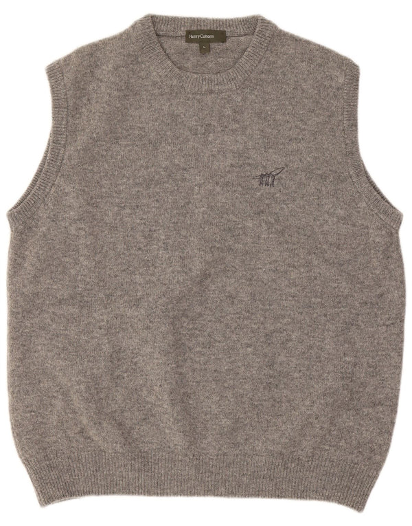 Henry Cottons Mens Vest Tank Top Large Grey Virgin Wool
