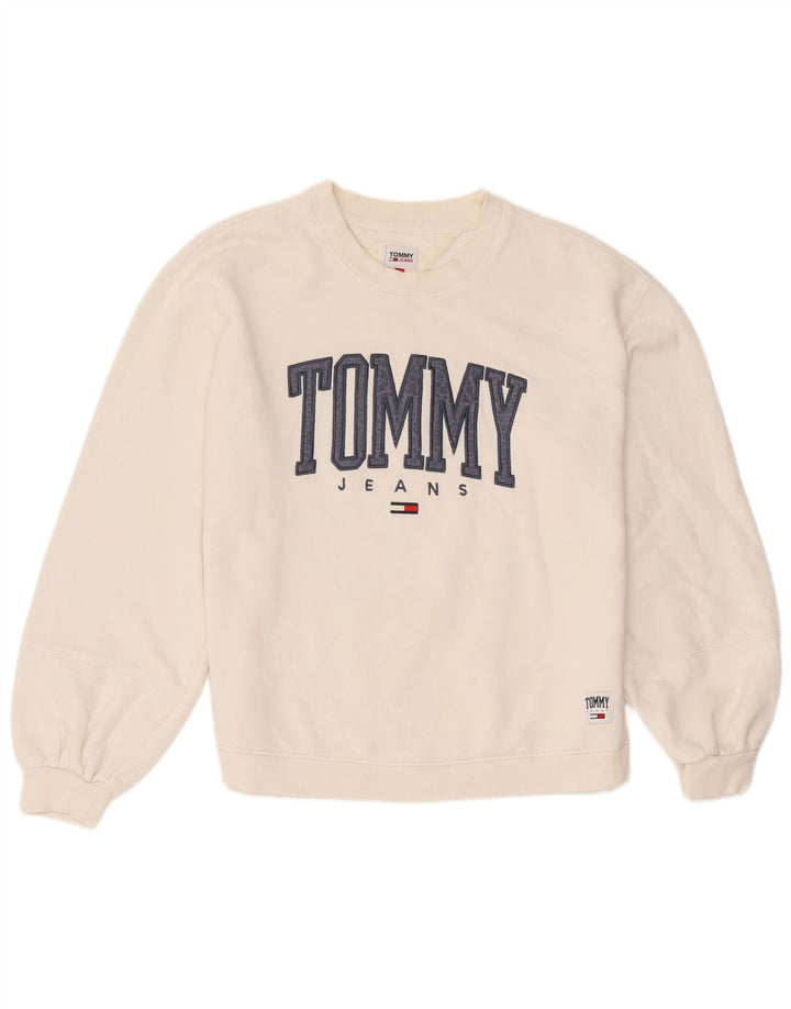 Tommy Hilfiger Mens Graphic Sweatshirt Jumper Medium White Cotton