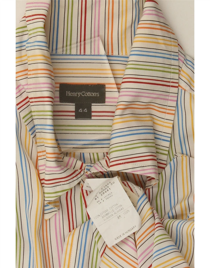 HENRY COTTONS Mens Shirt Size 44 XL Multicoloured Pinstripe Cotton