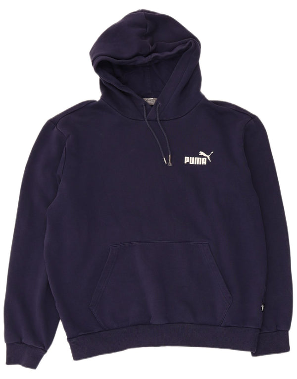 Puma Mens Graphic Hoodie Jumper Medium Navy Blue Cotton