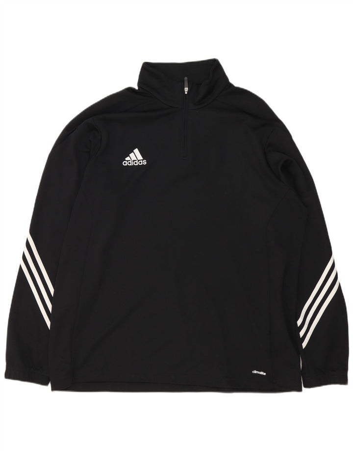 Adidas Mens Climalite Zip Neck Pullover Tracksuit Top 2XL Black Polyester